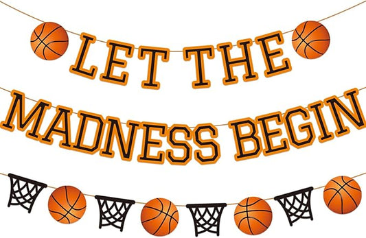 Basketball Party Decorations Let the Madness Begin Basketball Banner Sports Theme Party Garland Basketball Decorations Basketball Slam Dunk Game Birthday Party Supplies