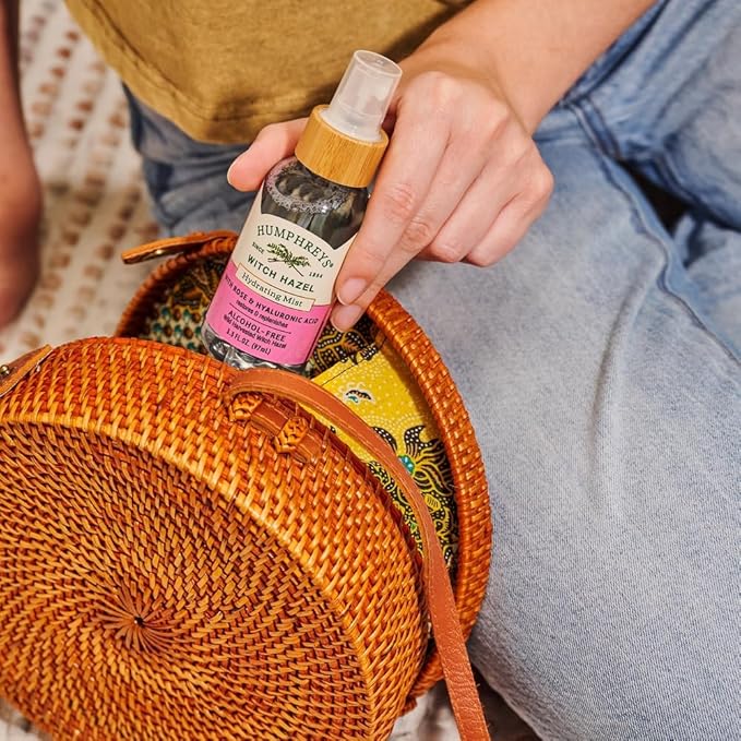 Humphreys Witch Hazel Hydrating Toner Mist Spray | Balancing & Hydrating Facial Toner | Alcohol-Free | Wild Harvested Witch Hazel | Soothing Rose Water | 3.3 Fl Oz Travel Size | Vegan & Cruelty-Free