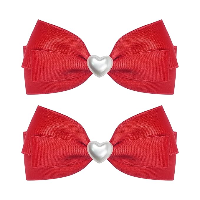 2pcs Red hair bows for girls, cute bow hair clips for women, red hair bow with alligator hair clip, christmas and valentines hair bows, hair accessories for girls