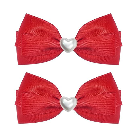 2pcs Red hair bows for girls, cute bow hair clips for women, red hair bow with alligator hair clip, christmas and valentines hair bows, hair accessories for girls
