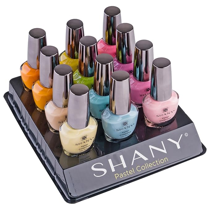 SHANY DIY Nail Polish Set - Quick Dry Nail Lacquer Kit, Vibrant & Colorful DIY Collection, Semi Glossy, Shimmery & Matte Finishes - Full Size - 12 Colors - Pastel