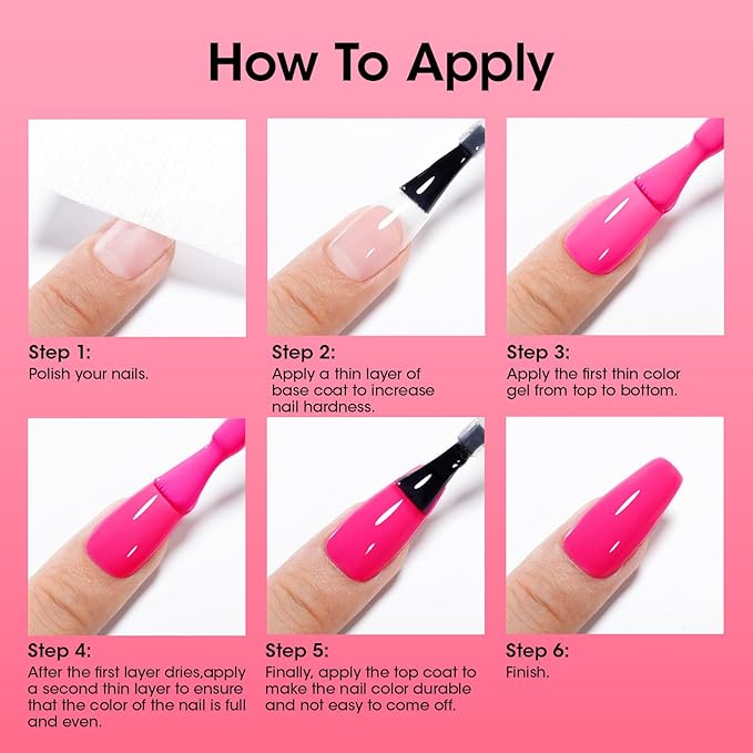 GELLEN Red Pink Nail Polish, Quick Air Dry Natural Traditional Regular Nail Polish Bright Red Hot Pink Set for Acrylic Natural Nails Home Salon, Non Gel, No UV, Chip Resistant, Hema Free, Non-toxic