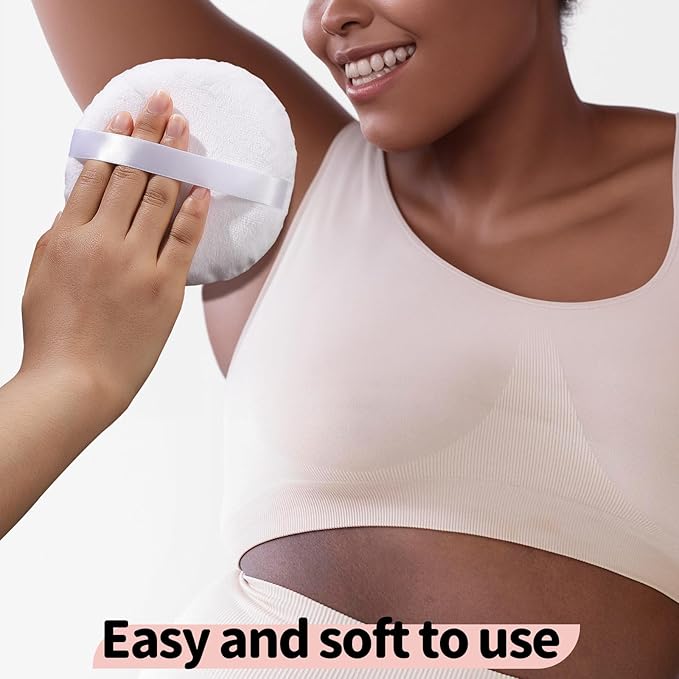 Teenitor 2Pcs 5Inch Body Powder Puff, Powder Puff for Body Powder, Extra Large Powder Puff Soft Velour Puff White