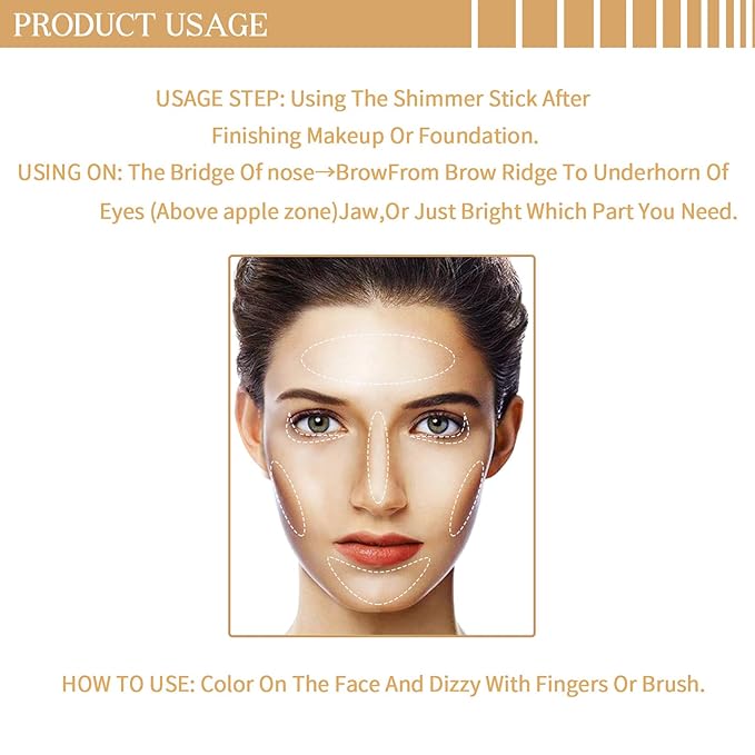 Highlighter Stick,Highlighter Makeup for Face & Body, Multi-Use Body Shimmer Glow Cream for All Skin Types, Buildable, Non-Caking, Long Lasting Radiant for All Day, Great Gift for Women & Girls, Brown