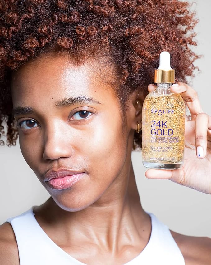 SpaLife Nourishing Anti-Aging Gold & Silver Serums (Anti-Aging 24k Gold & Collagen) 110 ml (3.7 Fl. Oz.) - Boosts Firmness, Hydration, and Radiance