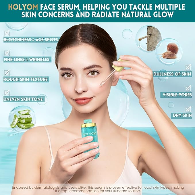 Snail Mucin Face Serum with Hyaluronic Acid – Anti-Aging Facial Serum for Fine Lines, Wrinkles & Dull Skin – Hydrating & Firming Essence for All Skin Types, 1.18 fl oz