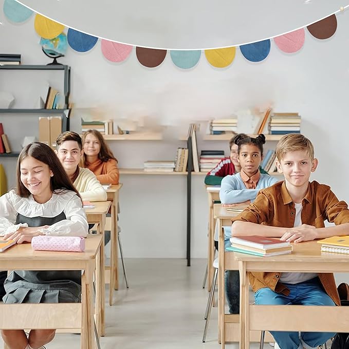 2 Sets of Boho Half Round Banner 20Pcs Nursery Garland Flags Retro Colored Fabric Linen Semicircle Streamers for Kids Birthday Baby Shower Classroom Baby Room Decor Boho Wedding Party Decorations