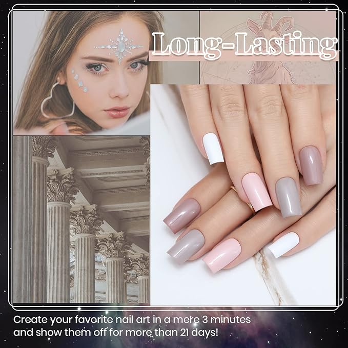 Beetles Nude Gray Gel Nail Polish Set, 6 Colors Nude Neutral Gel Polish Pink White Beige Grey Gel Polish Brown Taupe Gel Nail Polish Elegant Nail Art Manicure Kit Gifts for Women