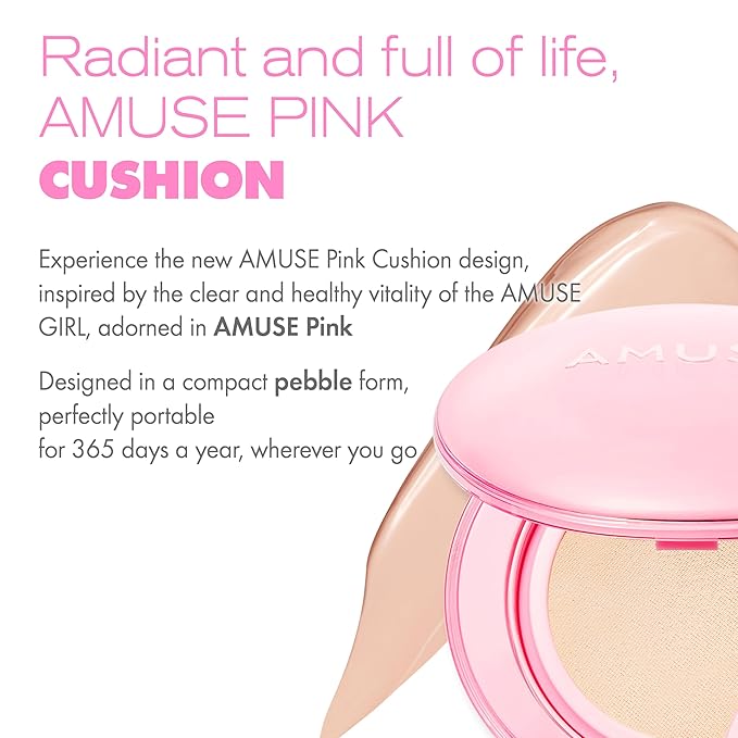Amuse SEOUL DEW POWER VEGAN CUSHION FOUNDATION | Dewy, glow, long-lasting, double coverage, clean beauty, lightweight, natural look, foundation for sensitive skin, hydrating cushion (02 HEALTHY)