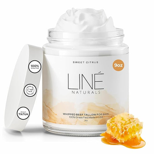 Whipped Organic Grass-Fed Beef Tallow for Skin - 100% Pure, Non-Greasy, Natural Beef Tallow Moisturizer for Face and Body. Honey Beef Tallow Balm – Soothes Sensitive Skin, Absorbs Quickly