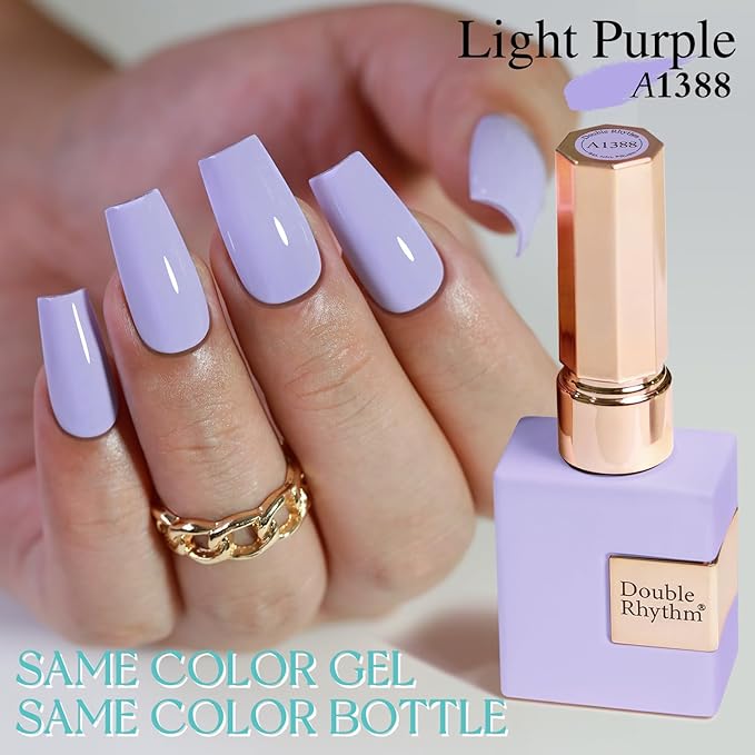 Double Rhythm 15ML Gel Nail Polish Pure Sheer Same Color Same Bottle Soak Off Gel Polish Art Manicure Salon DIY at Home for Women (Purple Lilac-A1388)