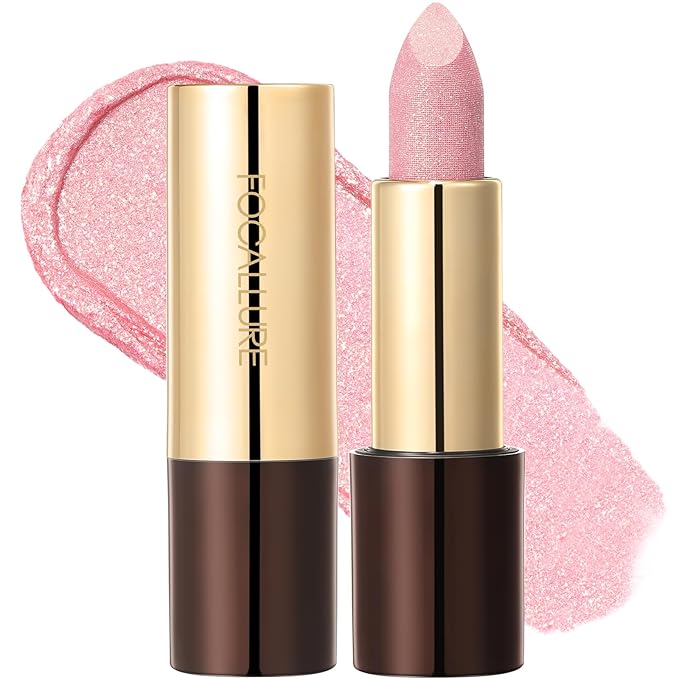 FOCALLURE Glisten Opal Shine Lipstick, High Impact Lip Color, Moisturizing Tinted Lip Balm, Lightweight & Hydrating Formula for Lip Care, SOUR SUGAR