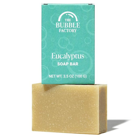 The Bubble Factory Handmade Soap, All Natural Soap for Women & Men, Hand, Bath & Body Natural Bar Soap, Vegan, Palm Oil Free, Made in USA with Shea Butter + Essential Oils, Eucalyptus, Single
