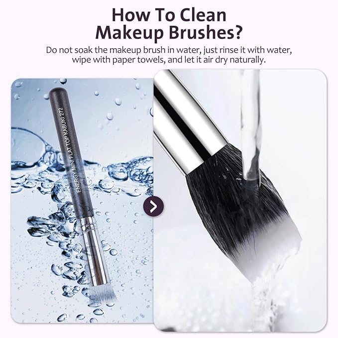 ENERGY Small Foundation Brush for Concealer Makeup Flat Top Concealer Brush Under Eye for Liquid Cream Powder Blending,Buffing Vegan Synthetic Bristles Face Makeup Applicator