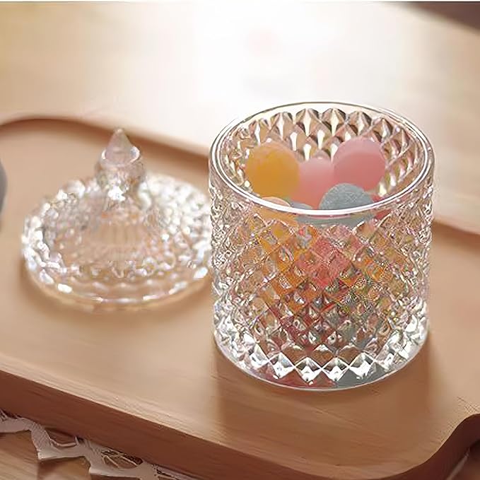 3 Pcs Large Body Powder Puff and Container,Glass Reusable Box Crystal Case Jar with Soft Puff