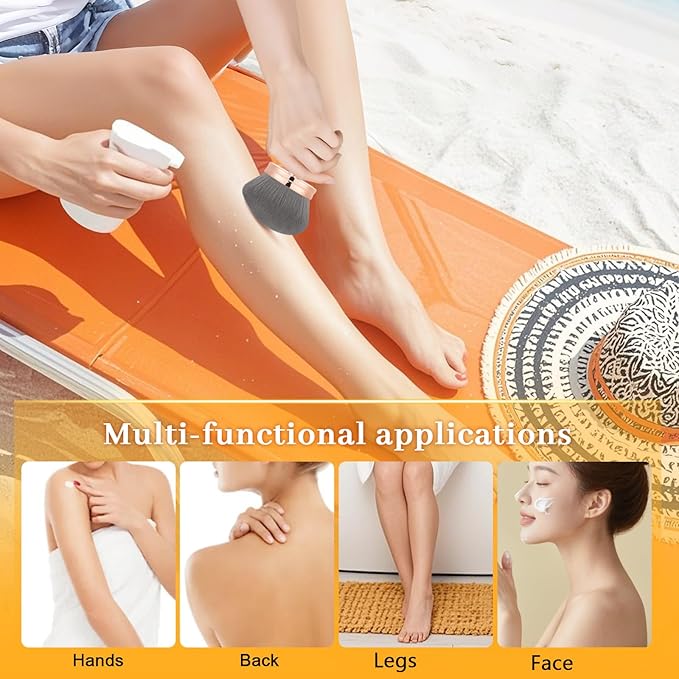 Yoseng Extra Large Body Makeup Brush For Self Tanner – 74mm Wide-headed Vegan Kabuki Brush for Body Makeup, Tanning & Shimmer | Big Fluffy Bronzer Brush with Protective Travel Cover