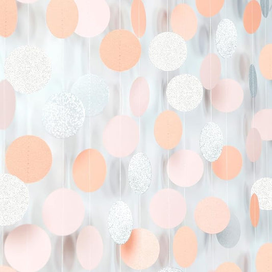 Pink-Silver Peach Birthday Party-Decorations Streamers - 52FT Hanging Paper Garland Banner,Baby Bridal Shower Engagement Anniversary Bachelorette Wedding Graduation Backdrop Decor Hugtmr