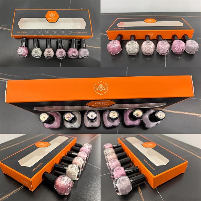 modelones Fall Orange Nail Polish Set 6 Colors, Nude Brown Maroon Gray Quick Dry Mini Nail Lacquer Kit, Nail Art DIY Home Salon Manicure Gifts for Women Girls