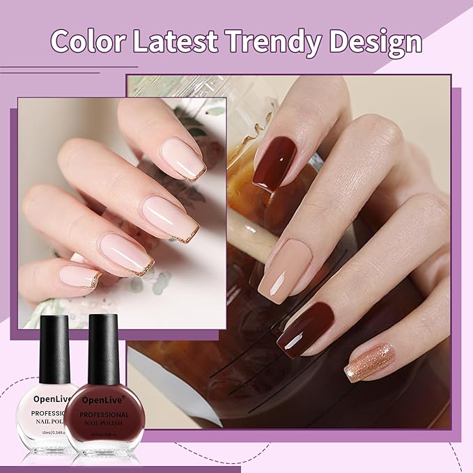 10ml Nude Pink Nail Polish Set 6 Colors Brown Red Purple All Seasons Neutral Color Quick Dry Nail Polish Set for Women Salon DIY Nail Art