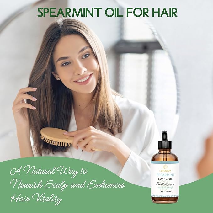 Spearmint Oil for Facial Hair Skin Roll On Diffuser Room Spray - Pure Organic Therapeutic Grade Spearmint Essential Oil 4 Oz