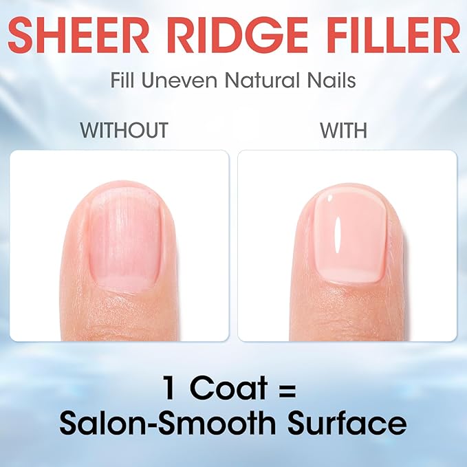 GELLEN 4‑in‑1 Clear Nail Polish Base Coat Sheer Tinted Cream Milky, Ridge Filler For Nails, Nail Strengthener Concealer, Calcium Formula Smoothes Strengthens Nails, Enhances Natural Look, HEMA Free