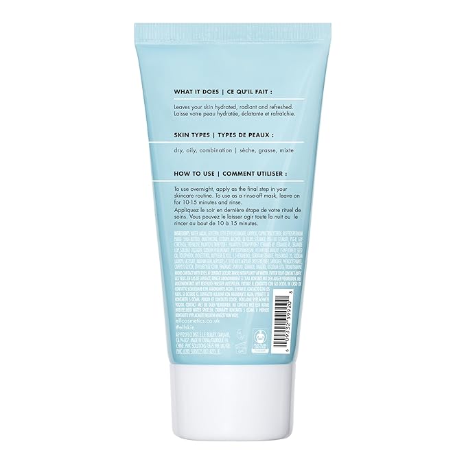 e.l.f. SKIN Holy Hydration! Sleeping Mask, Moisturizing & Plumping Dual-Use Sleep Or Rinse-Off Face Mask, Soothes Skin With A Creamy Formula
