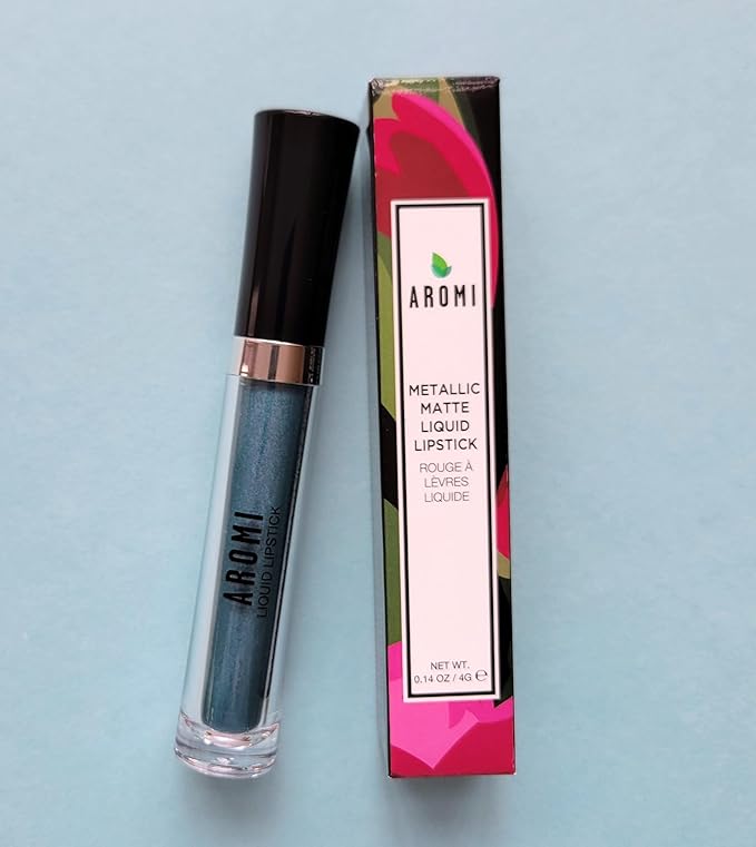 Aromi Teal Blue Metallic Liquid Lipstick | Turquoise, Sea Foam Lip Color with Shimmery Finish, Vegan, Cruelty-free, Long-lasting, Smudge Proof (Arctic Teal)