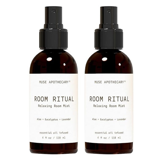 Muse Apothecary Room Ritual - Aromatic and Relaxing Room Mist, 4 oz, Infused with Natural Essential Oils - Aloe + Eucalyptus + Lavender, 2 Pack