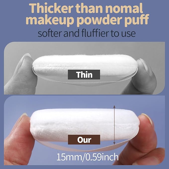 Teenitor 3pcs Setting Powder Puff 2.36 Inch, Soft Applicator for Loose and Pressed Powder, Face Makeup Puff With Cases