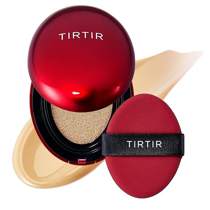 TIRTIR Mask Fit Red Cushion Foundation | Full coverage, Weightless, Skin fit, Satin Glow Finish, Korean Makeup BB Foundation, beauty, Tattoo cover up, Buildable (#22W Sheer Beige, 0.63 Fl Oz)