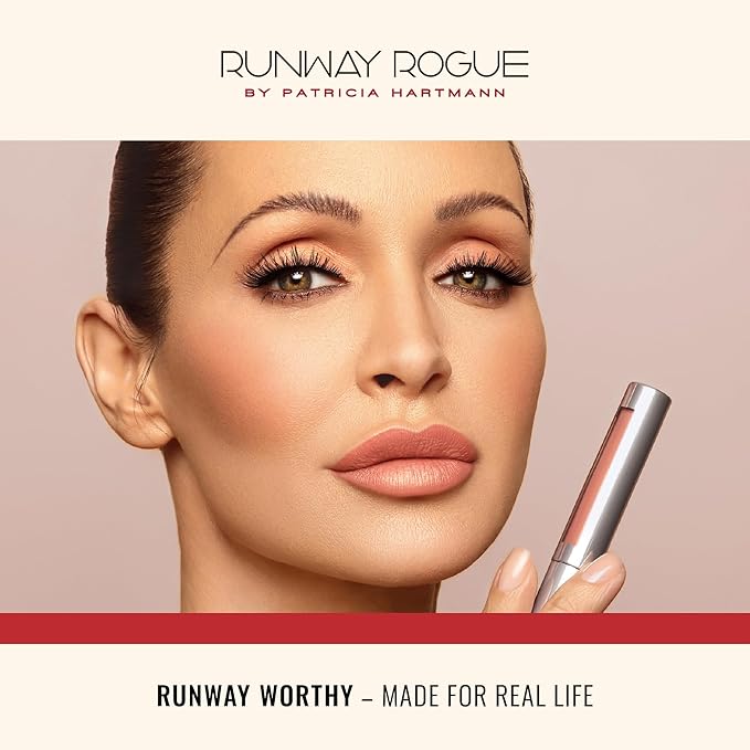 Runway Rogue Silk Glam Liquid Lipstick, Long Wear Frosted Rich Golden-Bronze Lipstick, ‘Film Noir’