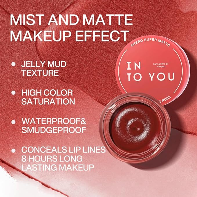 INTO YOU Matte Liquid Lipstick for Women, Canned Long Lasting Red Lipstick Waterproof with Lip Brush, No Transfer, High Pigmented with Lightweight Lip Mud Texture(PD03)