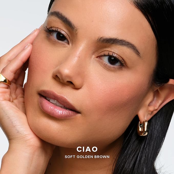 Saie Blush & Brush Duo - SuperSuede Baked Blush in Ciao (.01 oz) & Powder Blush Brush - Talc-Free, Moisturizing Blush with Vegan, Fluffy Brush for Seamless Application