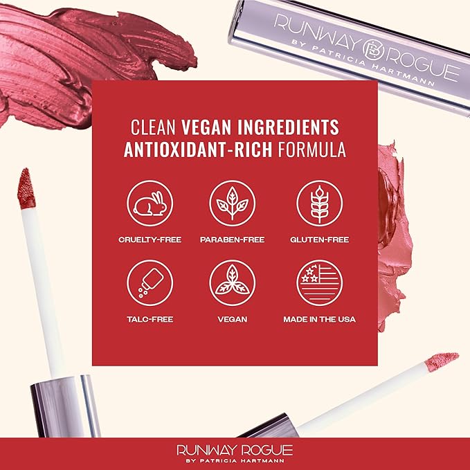 Runway Rogue Pearl Glam Long Wear Shimmer Liquid Lipstick, Metallic Cool-Toned Pink-Nude Lipstick with Silver and Gold Shimmer, ‘Soft Light’