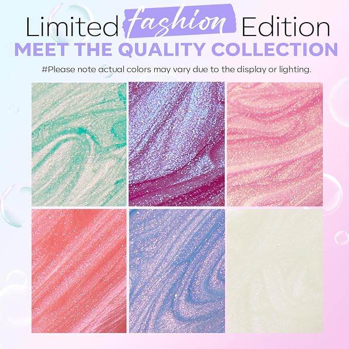 modelones Nail Polish Set, 6 Colors Shimmer Pearl Chrome White Pink Mermaid Purple Quick Dry Nail Polish Kit Fingernail Polish 2025 Manicure DIY Salon Home Gifts for Women Girl