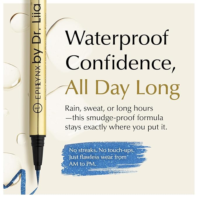 EPILYNX Waterproof Eyeliner - Smudge-Proof Liquid Eyeliner Pen with Precision Tip for Smooth, Long-Lasting Application - Vegan, Hypoallergenic & Gluten-Free Eye Liner - 2mL Shimmer Royal Blue