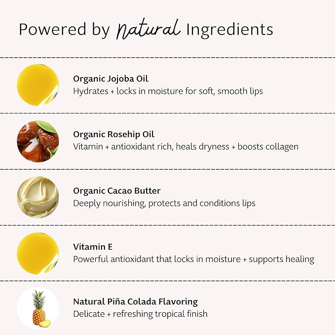 Slo | Natural Lip Balm - All Natural Ingredients, Vegan & Cruelty Free, Hydrating & Soothing, Plastic Free, Paper Packaging | Pina Colada + Zinc, (0.28oz/8g)