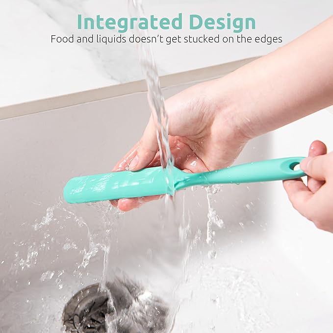 U-Taste Skinny Silicone Jar Spatula: 600ºF Heat-Resistant Food-Grade 10in Long Narrow Sourdough Stirring Stick, Seamless Flexible Peanut Butter Spreader for Scraping Icing Bread Cream, Jam (Aqua Sky)