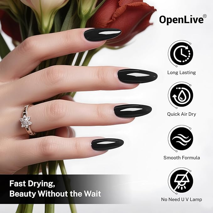 16.5ml Black Nail Polish Large Volume Quick Drying Nail Polish, Fast Drying and Long Lasting Color Nail Art DIY Home Manicure Gift for Women