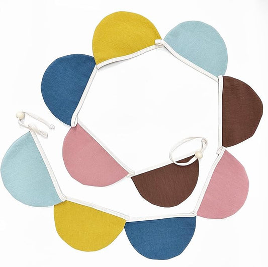 2 Sets of Boho Half Round Banner 20Pcs Nursery Garland Flags Retro Colored Fabric Linen Semicircle Streamers for Kids Birthday Baby Shower Classroom Baby Room Decor Boho Wedding Party Decorations