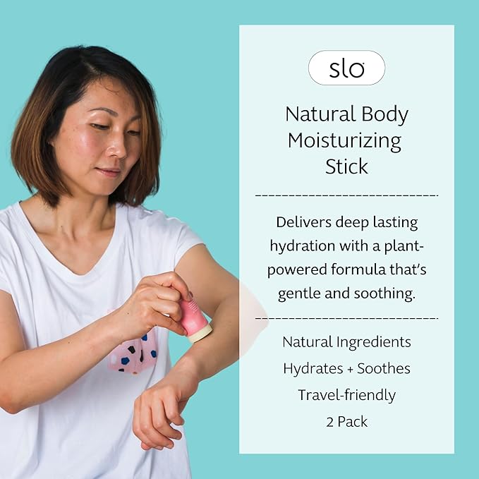 Slo Natural Moisturizing Stick | Body Balm with Organic Ingredients | Hydrating Nourishing | Coconut, Cocoa Butter & Antioxidants | Travel-Friendly | Rose Vanilla & Vanilla Cacao | 2set (2x2.1oz/60g)