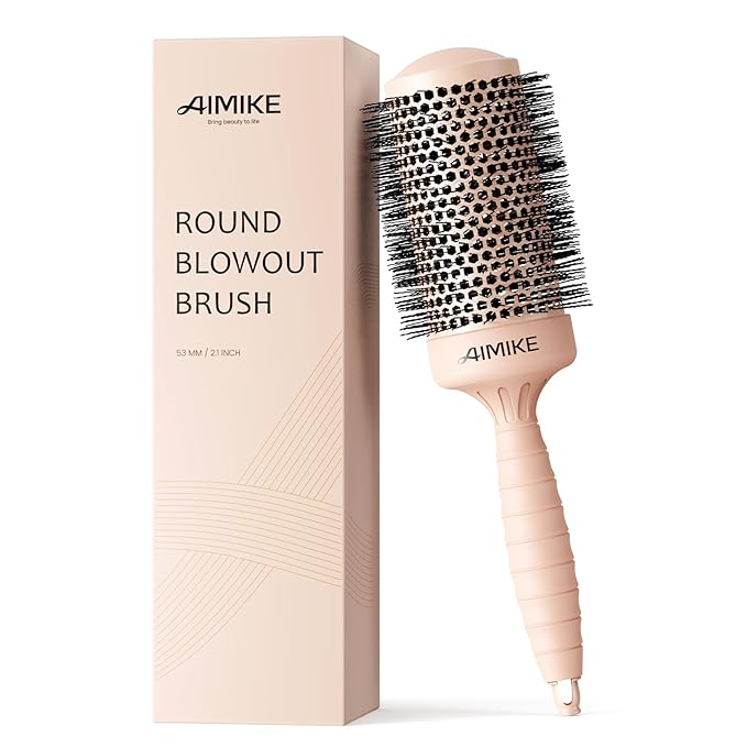 AIMIKE Round Hair Brush, 2.1 inch Nano Ion Thermal Ceramic Tech, Large Round Brush for Blow Drying & Styling, Maximum Volume and Shine, Barrel 2.1 inch, for Thick Curly Hair, Unisex