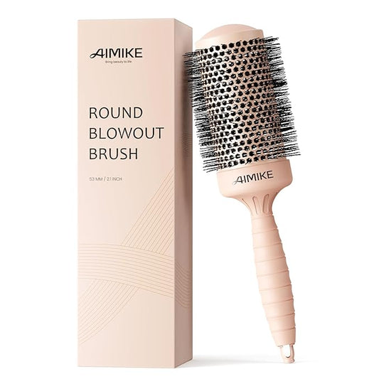 AIMIKE Round Hair Brush, 2.1 inch Nano Ion Thermal Ceramic Tech, Large Round Brush for Blow Drying & Styling, Maximum Volume and Shine, Barrel 2.1 inch, for Thick Curly Hair, Unisex
