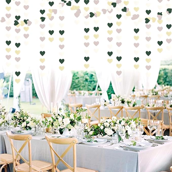 Sage-Green Gold Nude-Pink Party-Decorations Garland - 52Ft Boho Champagne Paper Streamers Banner,Birthday Bachelorette Baby Bridal Shower Wedding Engagement Fall Autumn Christmas Hanging Decor Ouruola