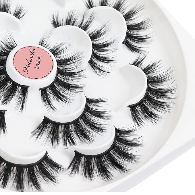 Veleasha Lashes 5D Faux Mink Lashes Fluffy False Eyelashes Handmade Eye Lashes Wispy Lightweight Fake Lashes Luxurious Volume Fake Eyelashes 7 Pairs Pack (Dubai)