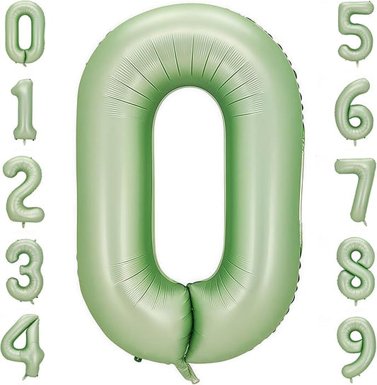 Sage Green 0 Number Balloon,Olive Green 0 Balloons 40 Inch Large Helium Foil Mylar Birthday Balloons for Boy Girl Baby Shower Birthday Jungle Party Decorations