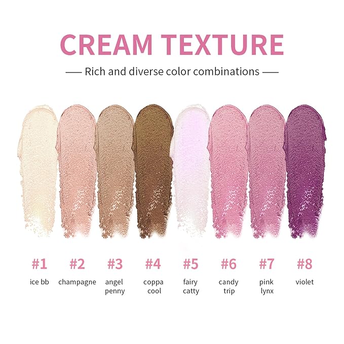 CHIFURE Eyeshadow Stick, Shimmer and Matte Cream Eye Shadow Brightener Sticks Eyeliner Pencil Crayon, Waterproof Long Lasting Eye Highlighter Stick Makeup,0.056 Oz (8-color eyeshadow palette)