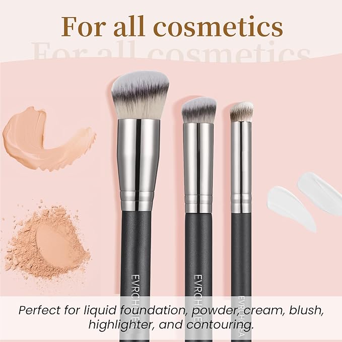Angled Flat Foundation Concealer Contour Brush Set, 2PCS Dense Under Eye Nose Contour Kabuki Brush for Blending Setting Concealing Buffing with Liquid, Cream and Powder (170/270/ 370)…