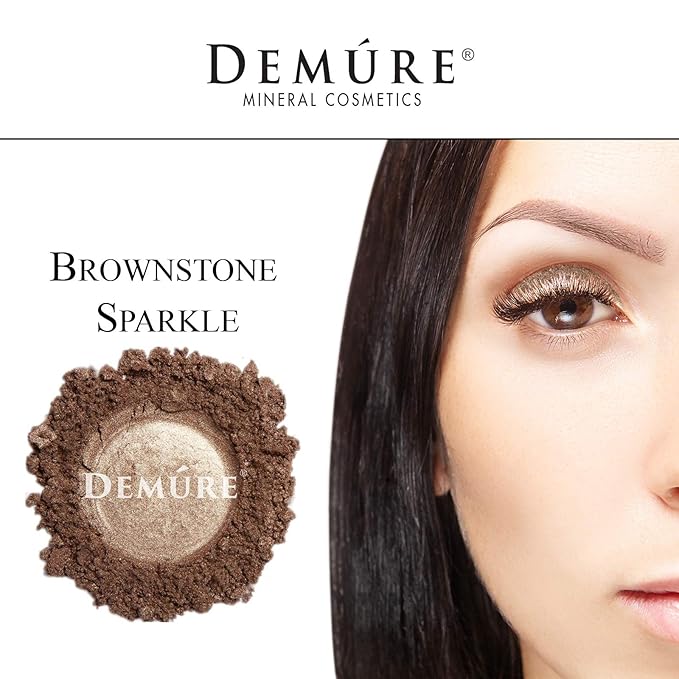 Demure Mineral Make Up (Brownstone Sparkle) Shimmer Eyeshadow, Loose Powder, Glitter Eyeshadow, Eye Makeup, Professional Makeup
