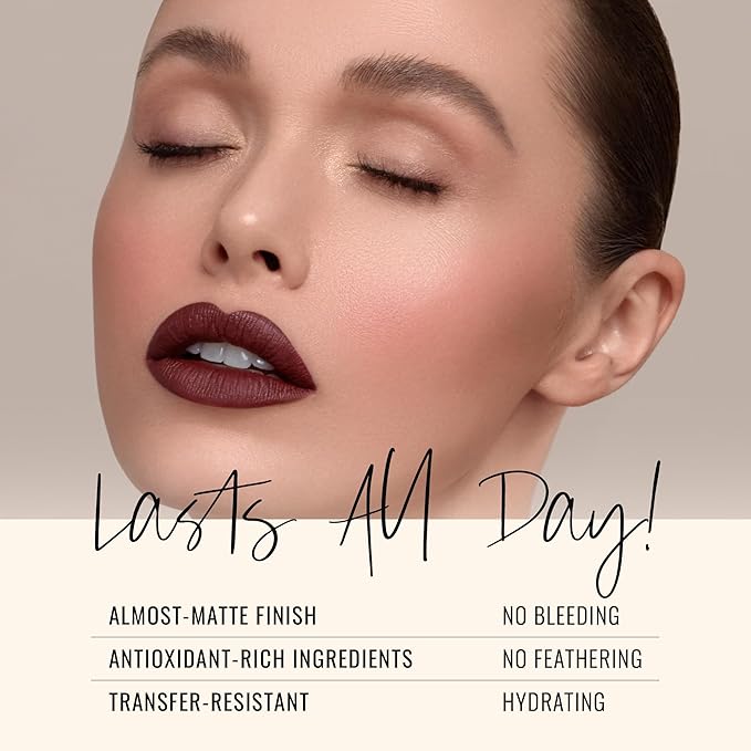 Runway Rogue Velvet Glam Liquid Lipstick, Almost-Matte Burgundy Blackberry Lipstick, ‘Call My Agent’